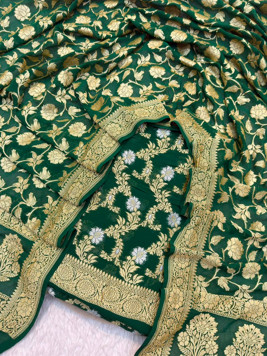 Pure Chiffon Green Colour Suit Set