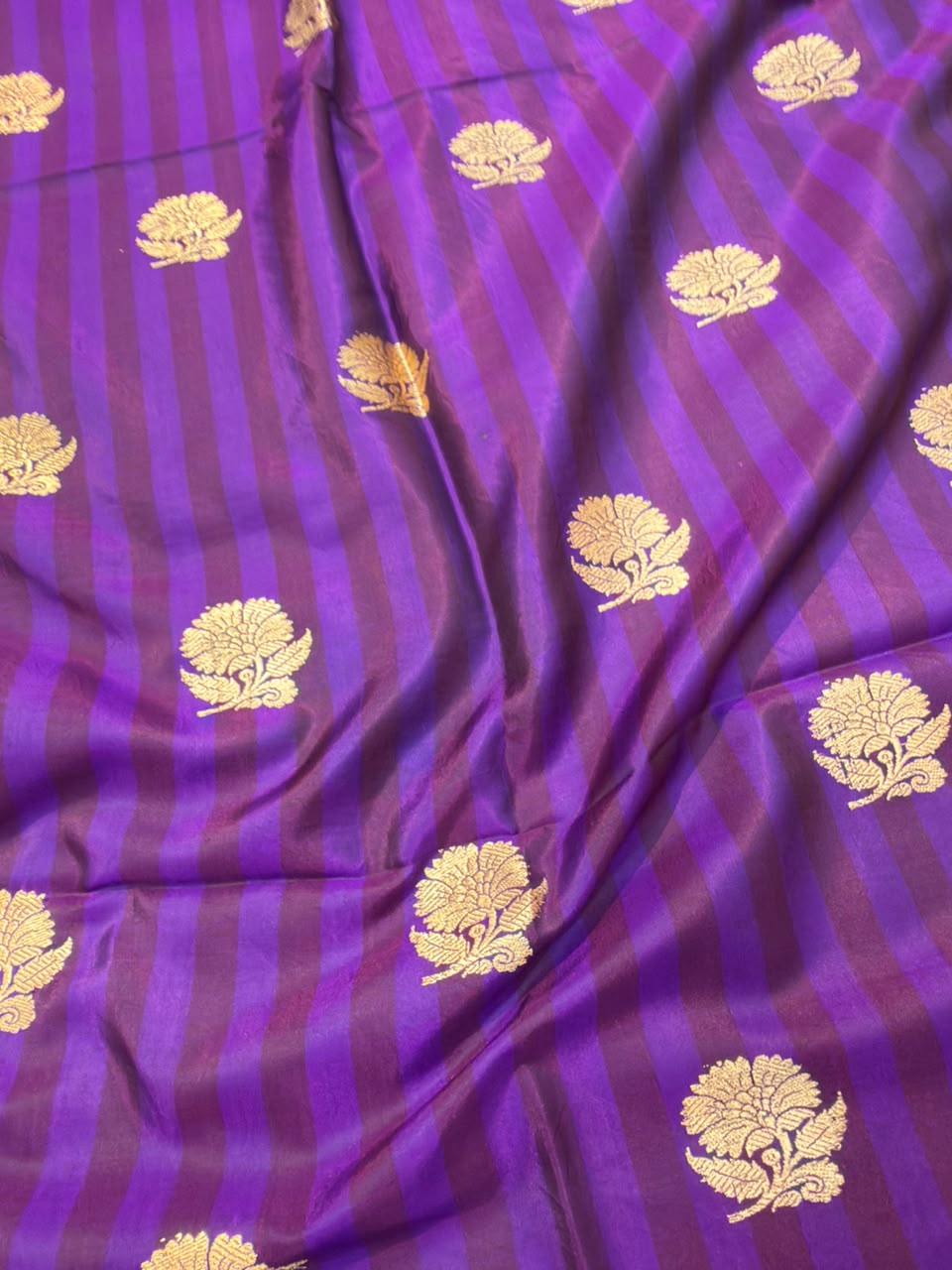 Handwoven Purple Colour Katan Silk Fabrics
