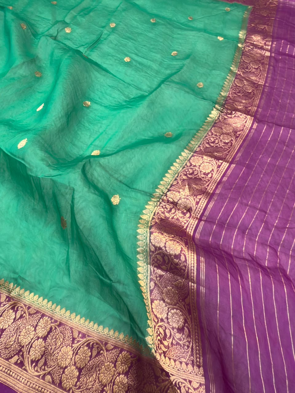 Handwoven Purple Colour Organza Silk Suit Set