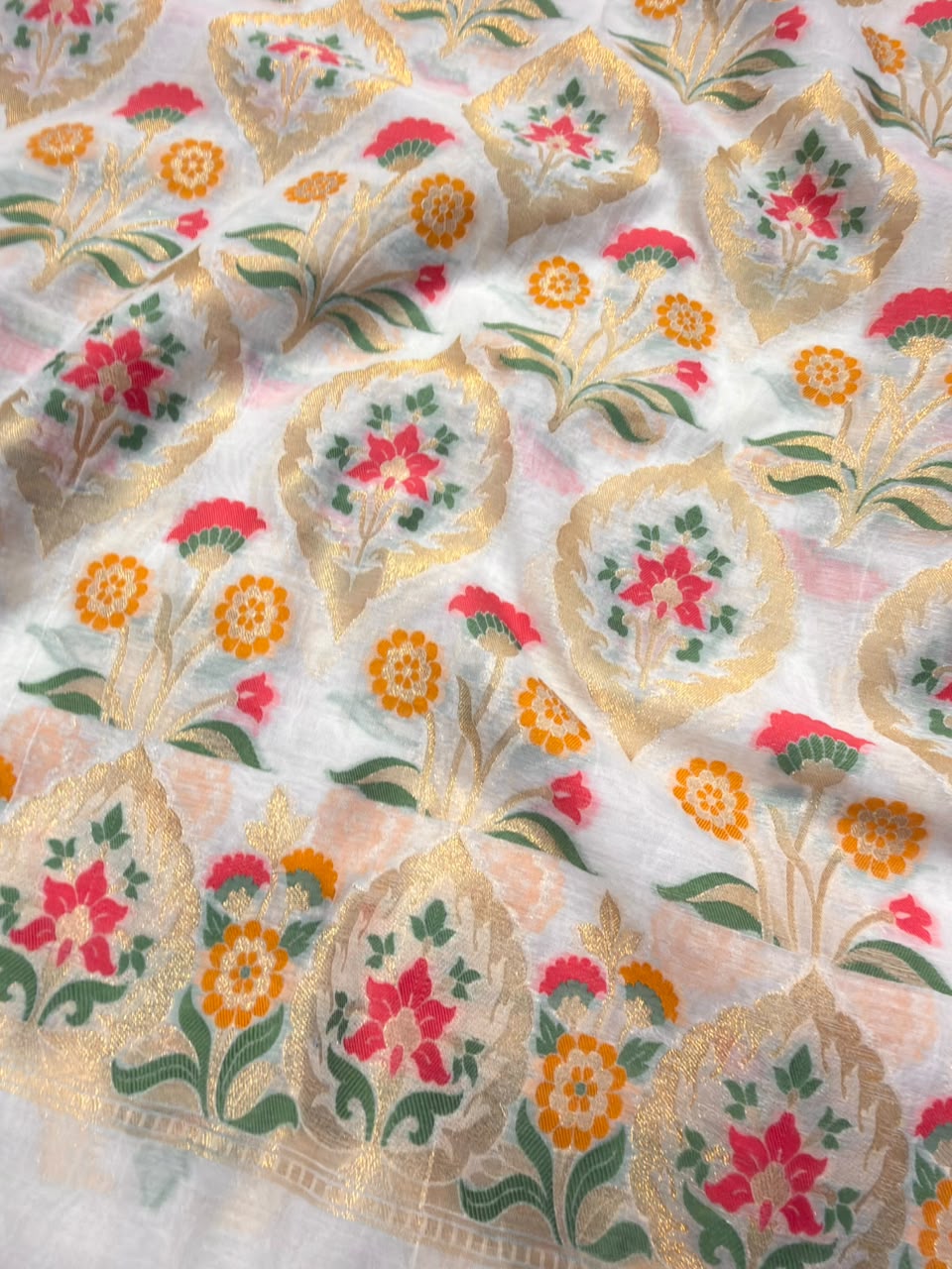 Off White Colour Chanderi Silk Suit Set