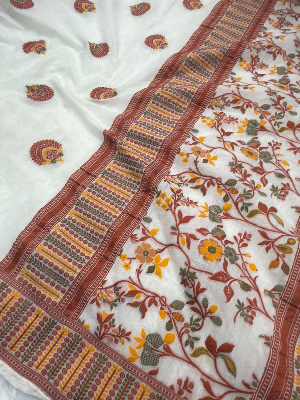 Off White Colour Chanderi Silk Suit Set