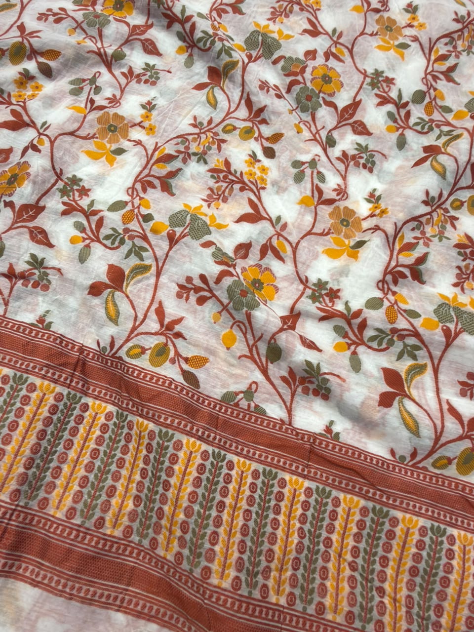 Off White Colour Chanderi Silk Suit Set