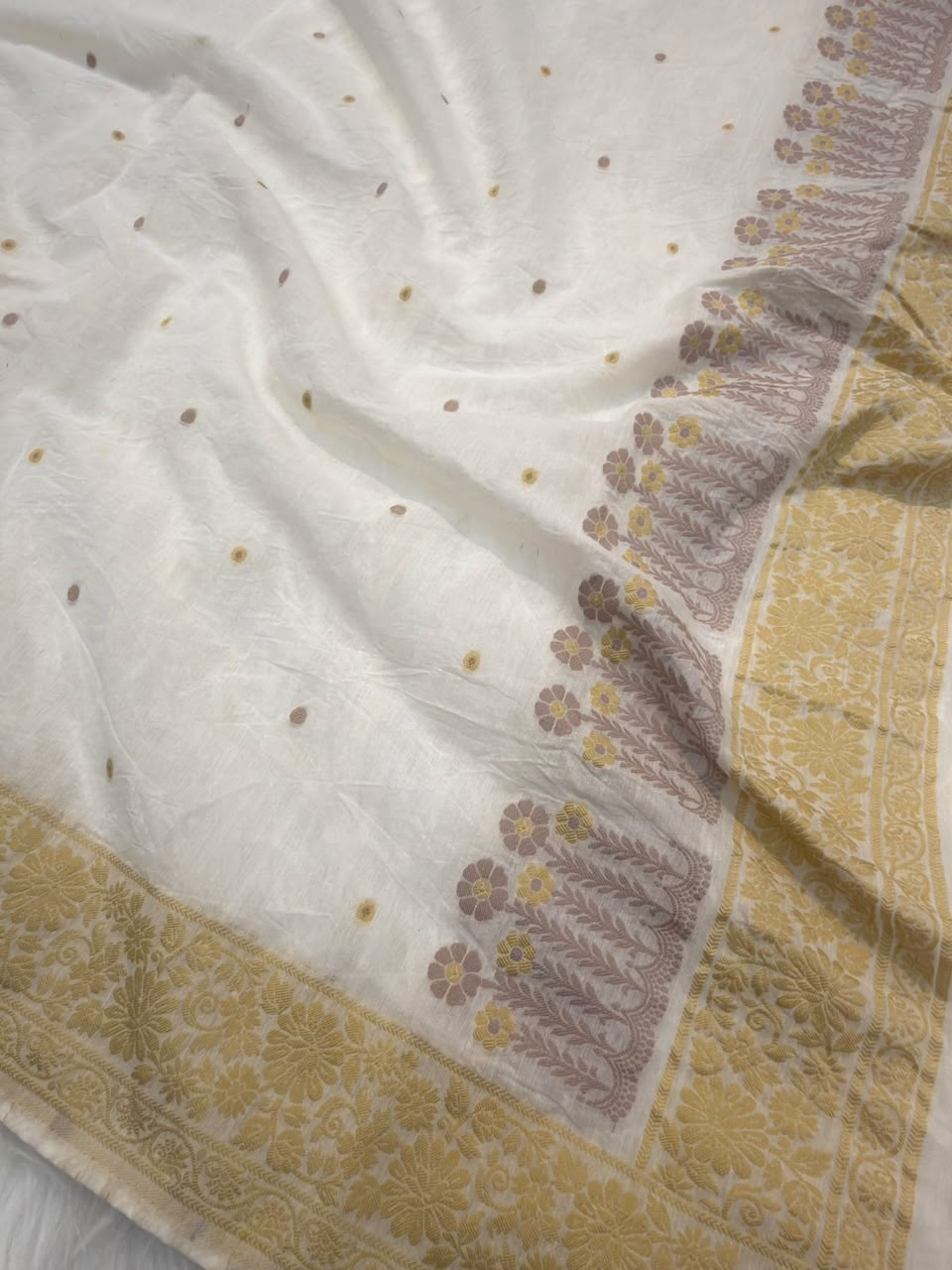 Off White Colour Chanderi Silk Suit Set