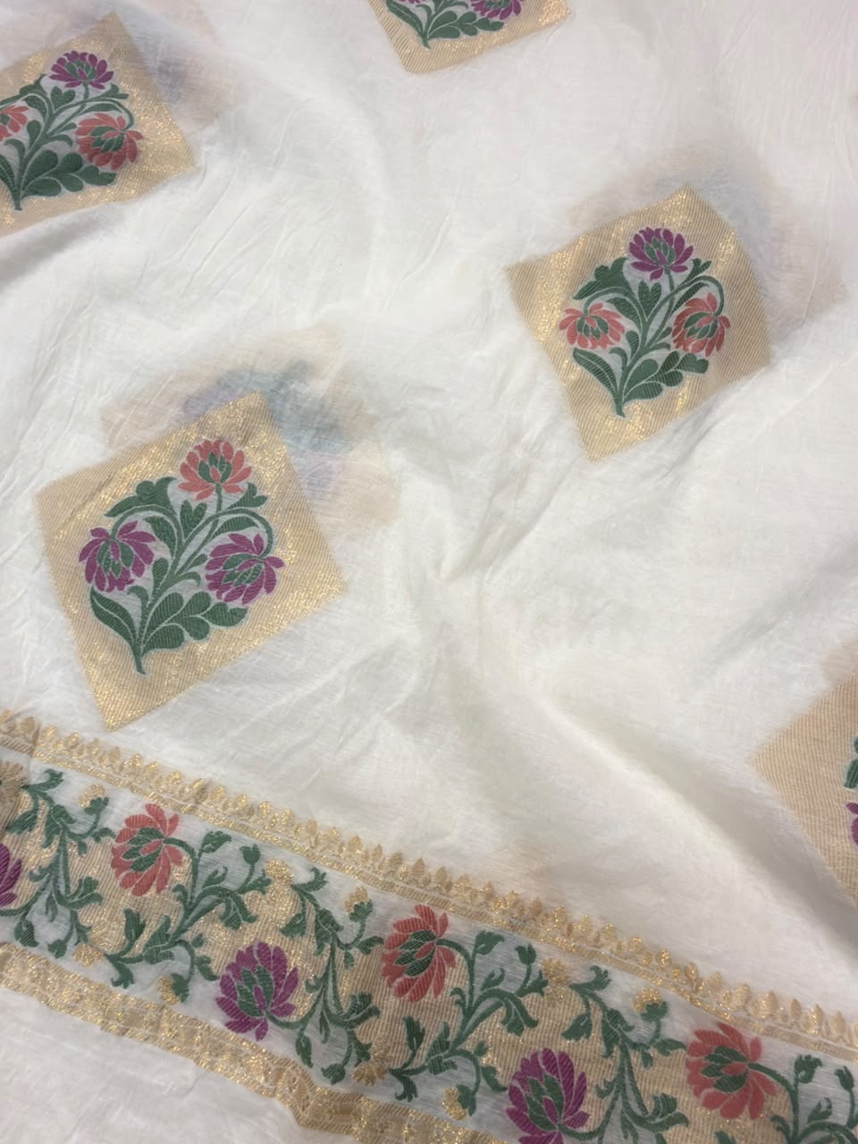 Off White Colour Chanderi Silk Suit Set