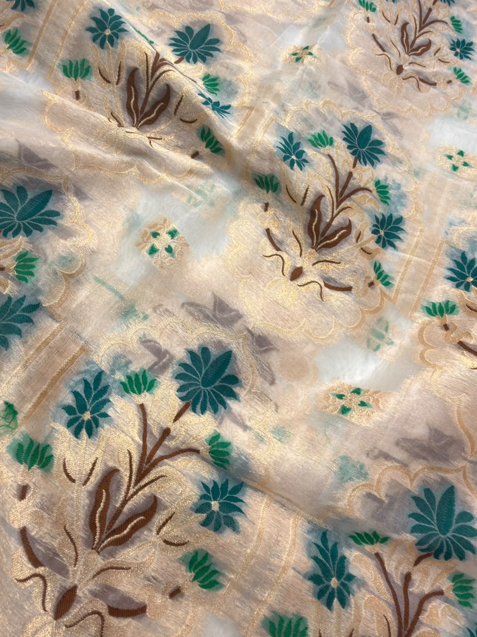 Off White Colour Chanderi Silk Suit Set