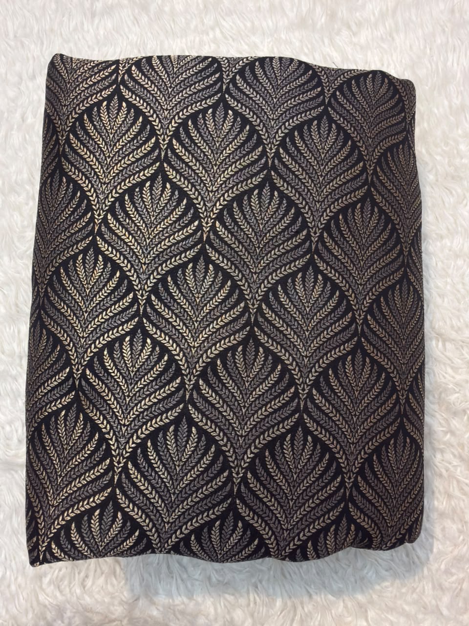 Pure Banarasi Brocade Black Colour Fabrics