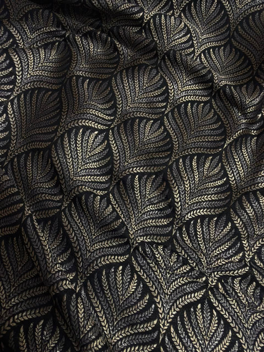 Pure Banarasi Brocade Black Colour Fabrics