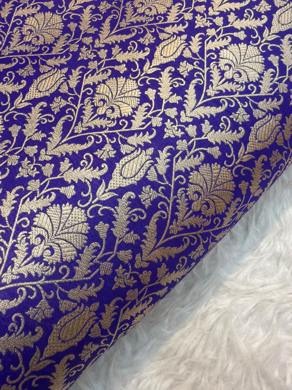 Pure Banarasi Brocade Blue Colour Fabrics
