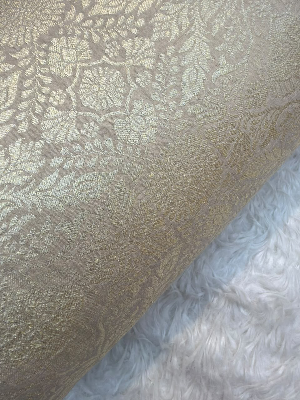 Beige Colour Pure Munga Silk Fabrics