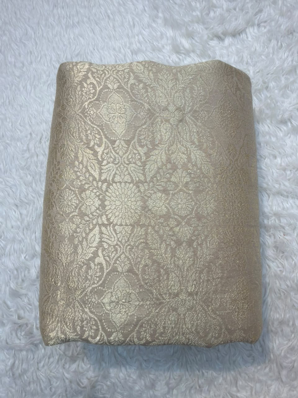 Beige Colour Pure Munga Silk Fabrics