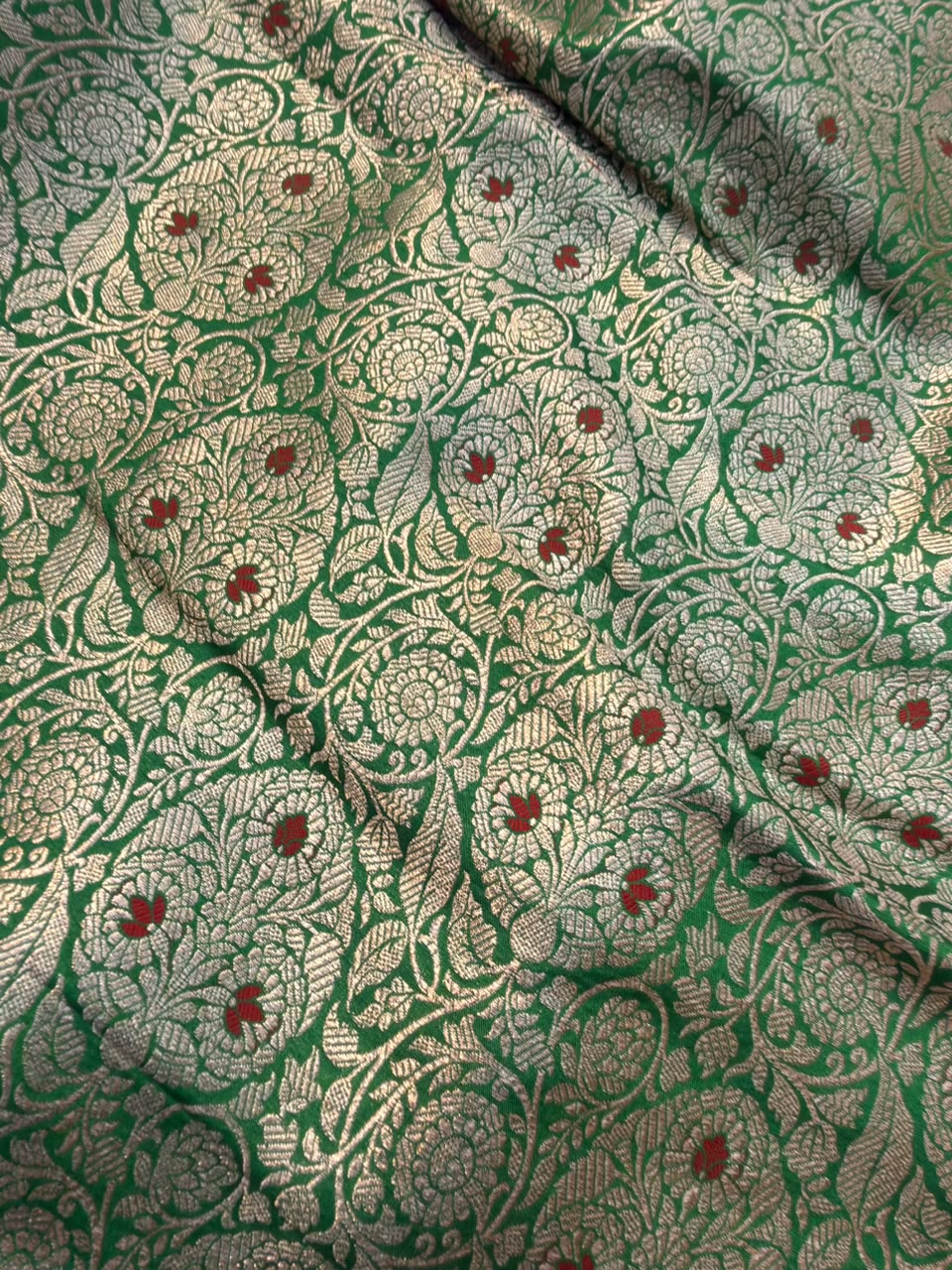 Pure Banarasi Brocade Green Colour Fabrics