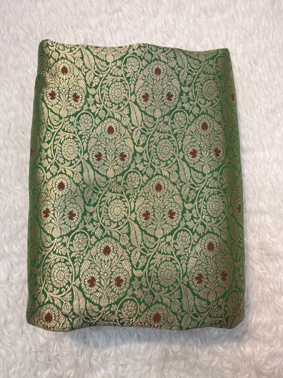 Pure Banarasi Brocade Green Colour Fabrics