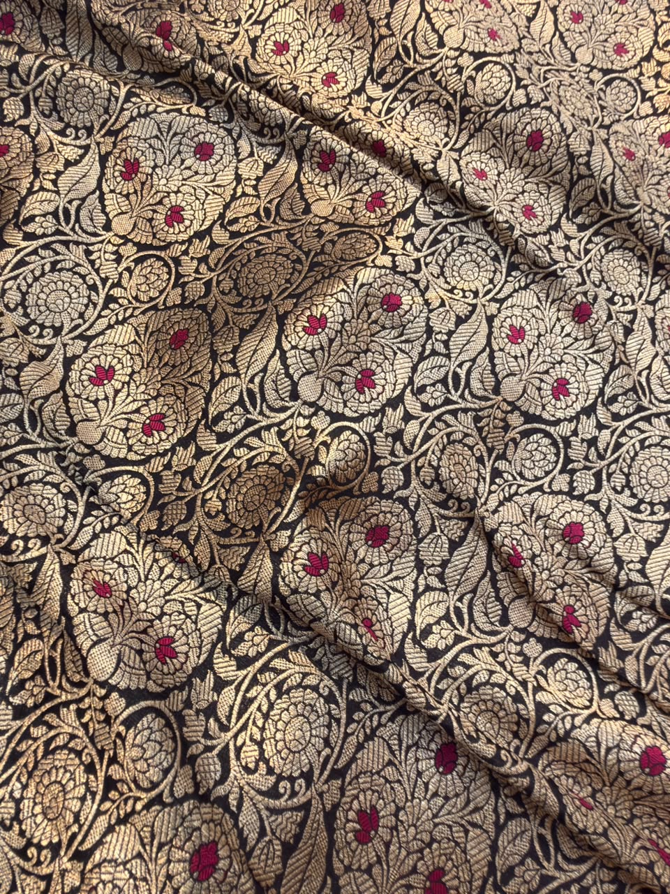 Pure Banarasi Brocade Black Colour fabrics