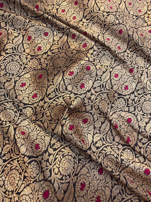 Pure Banarasi Brocade Black Colour fabrics