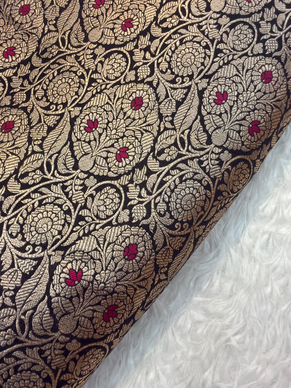 Pure Banarasi Brocade Black Colour fabrics