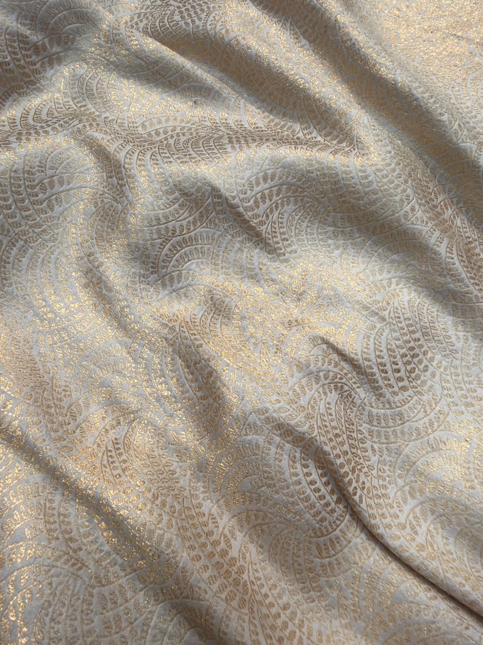 Pure Banarasi Brocade White Colour Fabrics