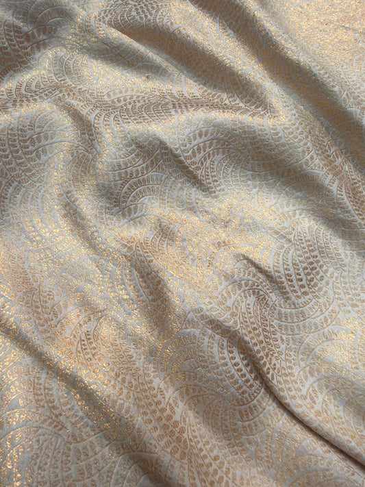 Pure Banarasi Brocade Off White Colour Fabrics