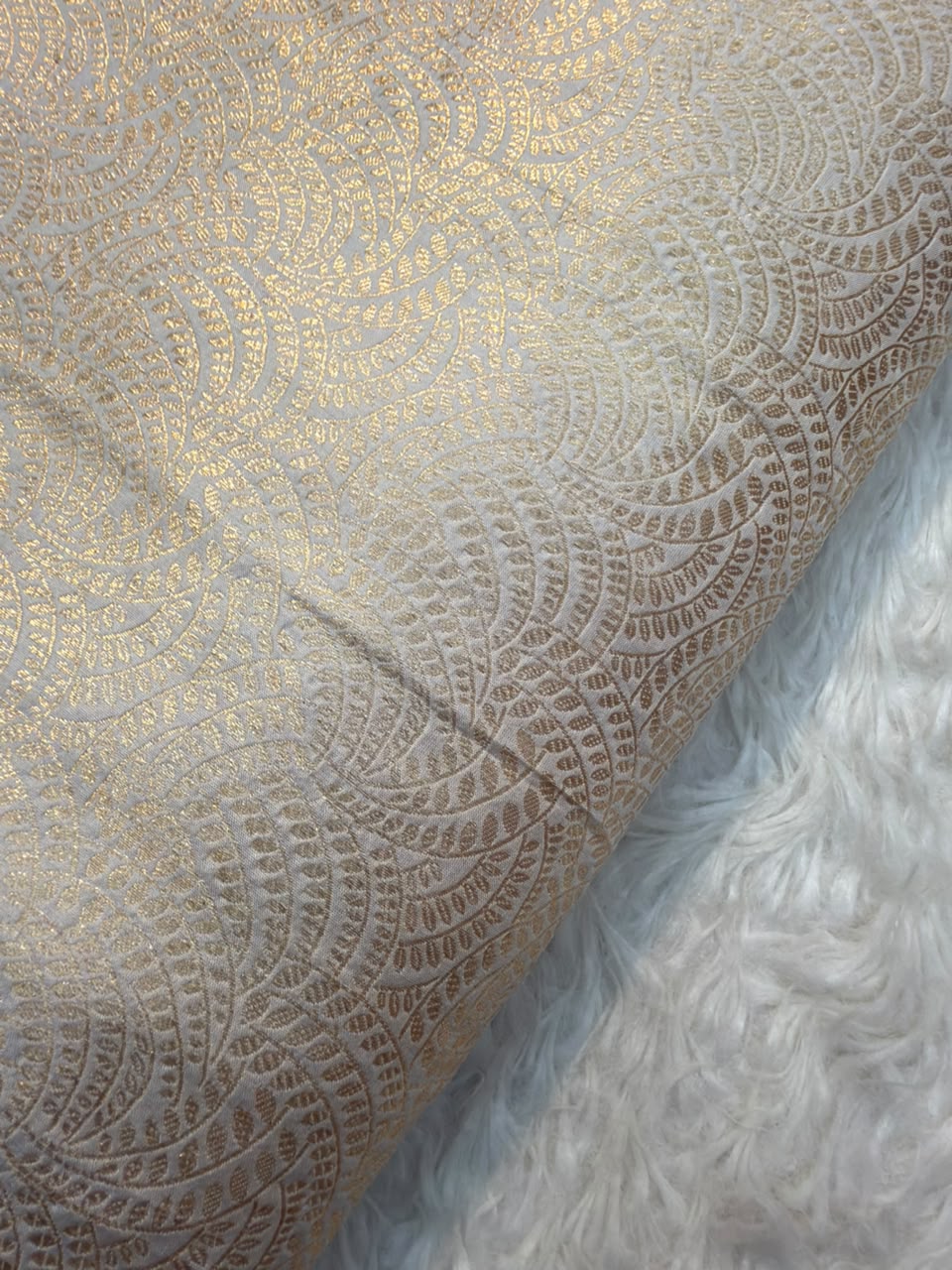 Pure Banarasi Brocade White Colour Fabrics