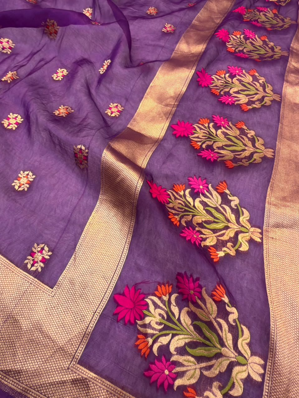 Purple Colour Organza Silk Suit Set