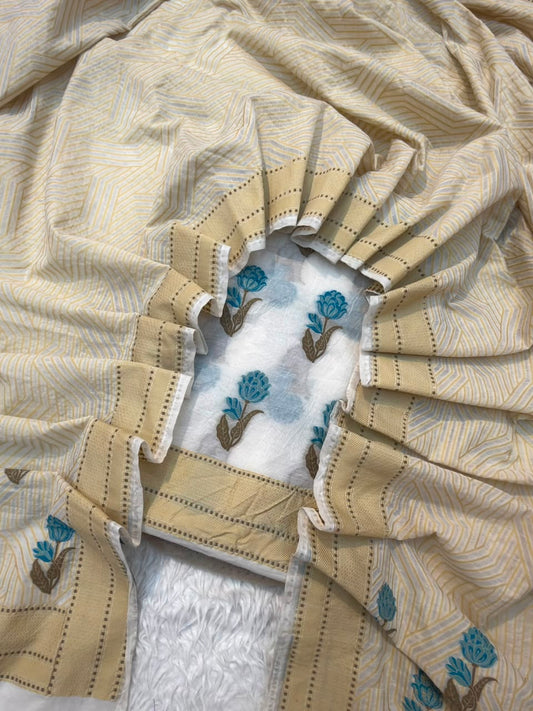 Off White Colour Chanderi Silk Suit Set