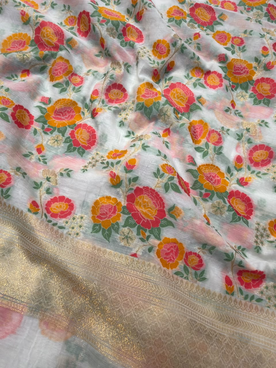 off white colour chanderi silk suit set