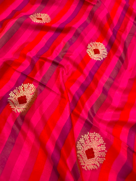 Handwoven Monotone Of Pink Colour Katan Silk Fabrics