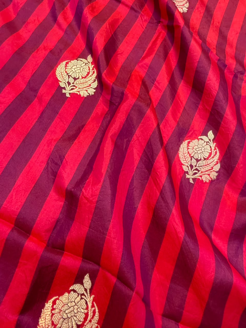 Handwoven Red Colour Katan Silk Fabrics