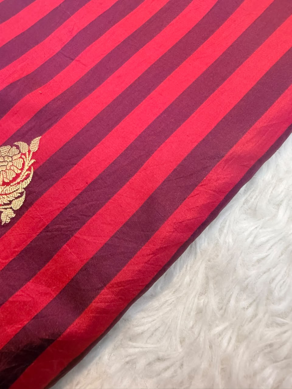 Handwoven Red Colour Katan Silk Fabrics