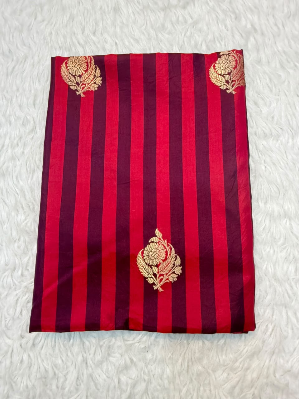 Handwoven Red Colour Katan Silk Fabrics