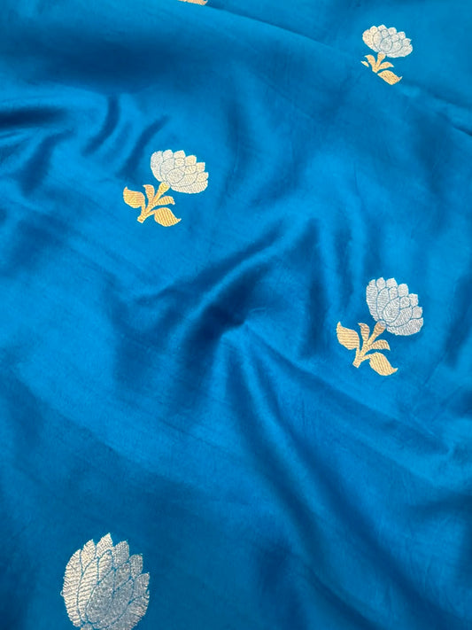 Handwoven Royal Blue Colour Chinya Silk Fabrics