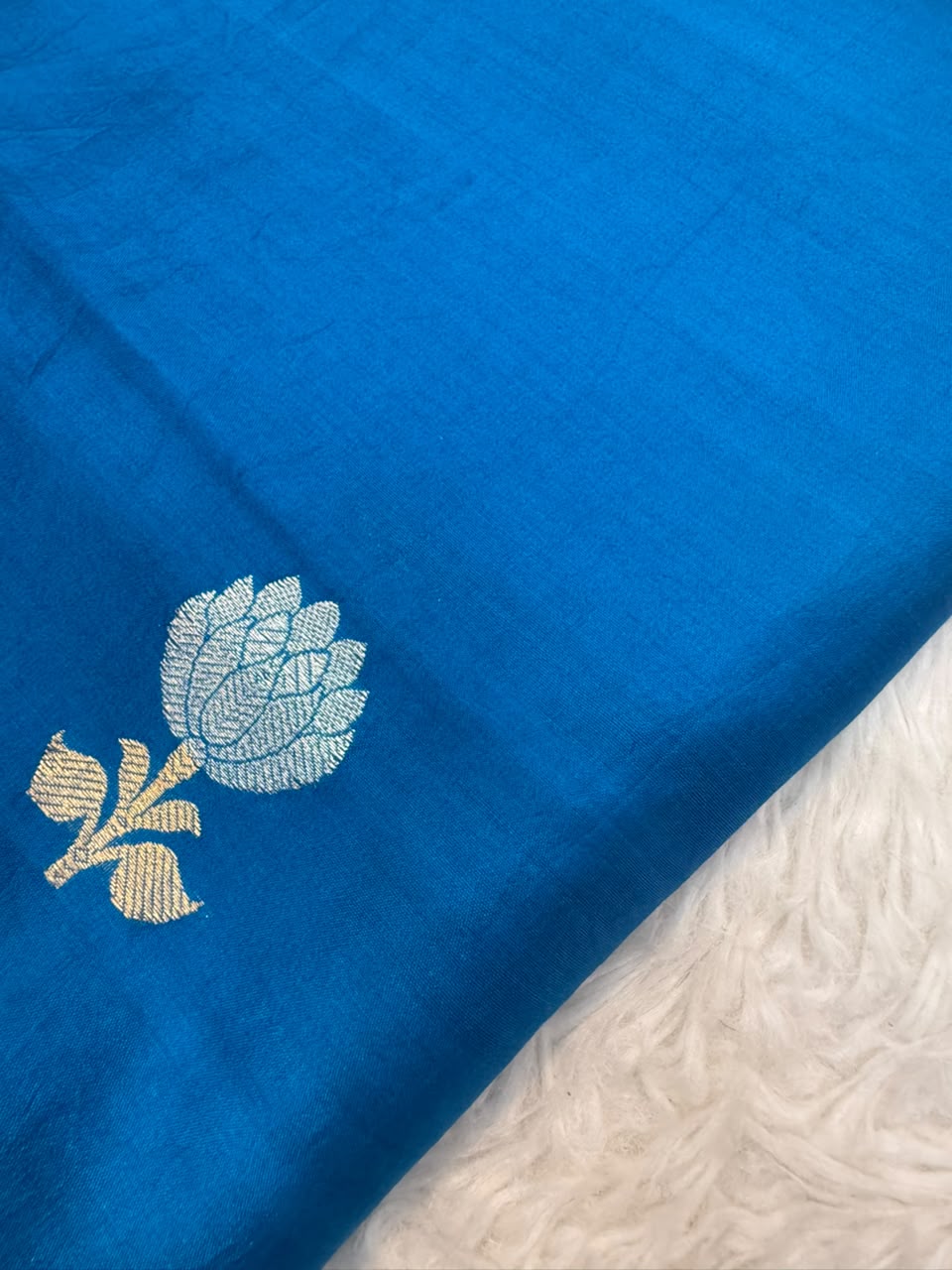 Handwoven Royal Blue Colour Chinya Silk Fabrics