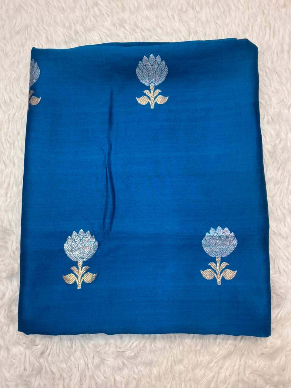 Handwoven Royal Blue Colour Chinya Silk Fabrics