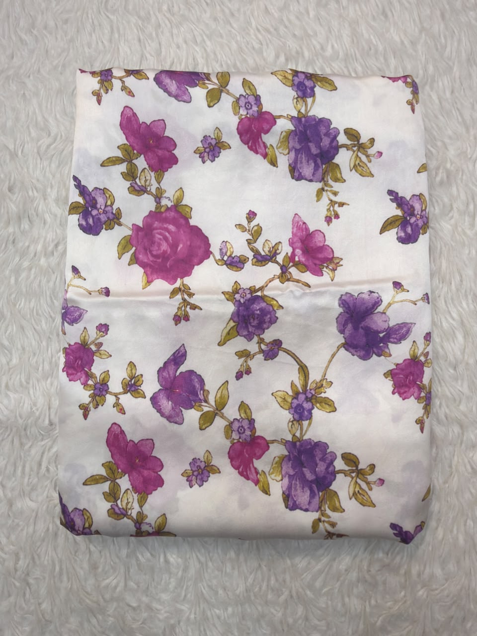White Colour Pure Satin Silk Print Fabrics