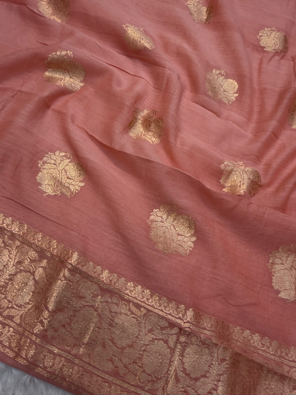 Peach Colour Chanderi Silk Suit Set