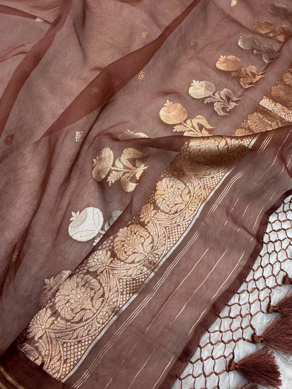 Handwoven Pure Katan Silk Chocolate Colour Suit Set