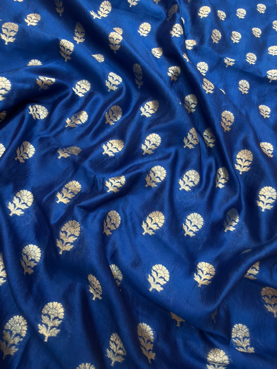 German Blue Colour Premium Katan Silk Suit Set