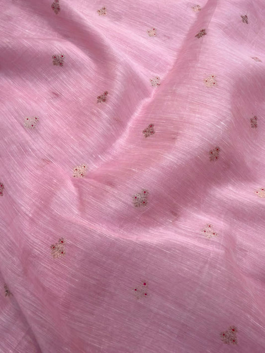 Powder Pink Colour Linen Silk Suit Set