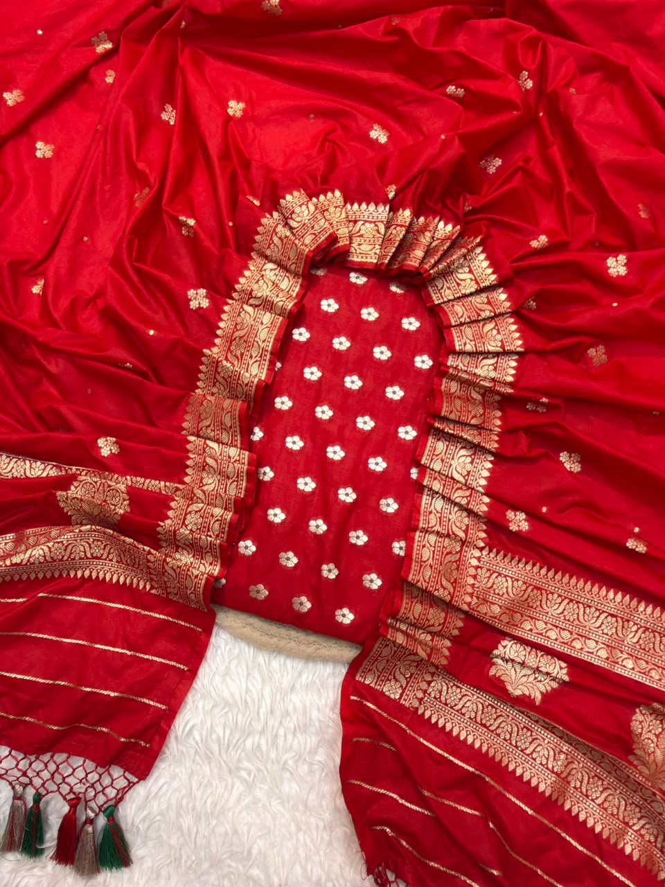 Red Colour Katan Silk Suit Set
