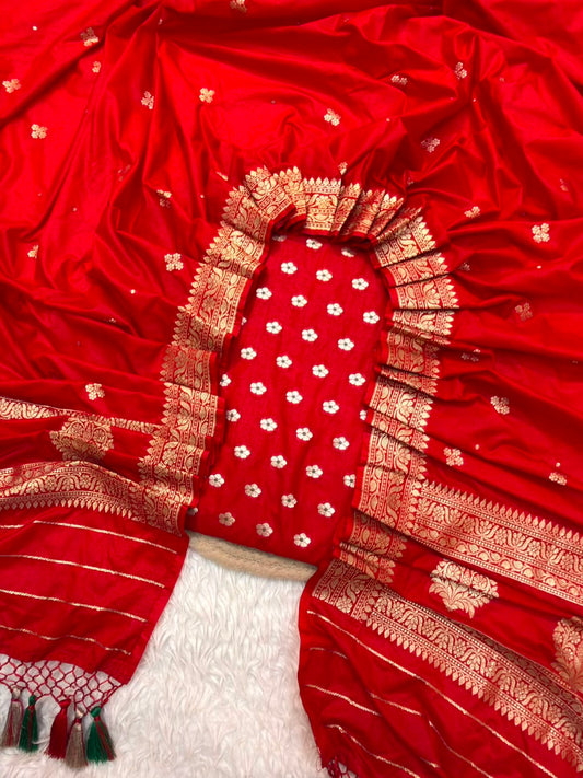 Red Colour Katan Silk Suit Set