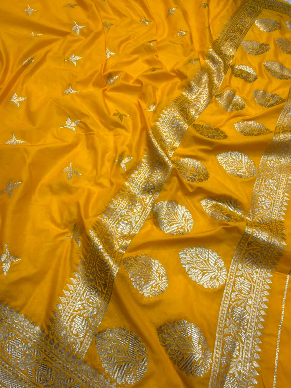 Yellow Colour  Katan Silk Suit Set