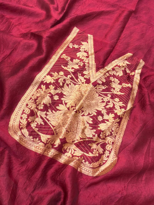 Handwoven Pure Katan Silk Mahroon Colour Cot Set