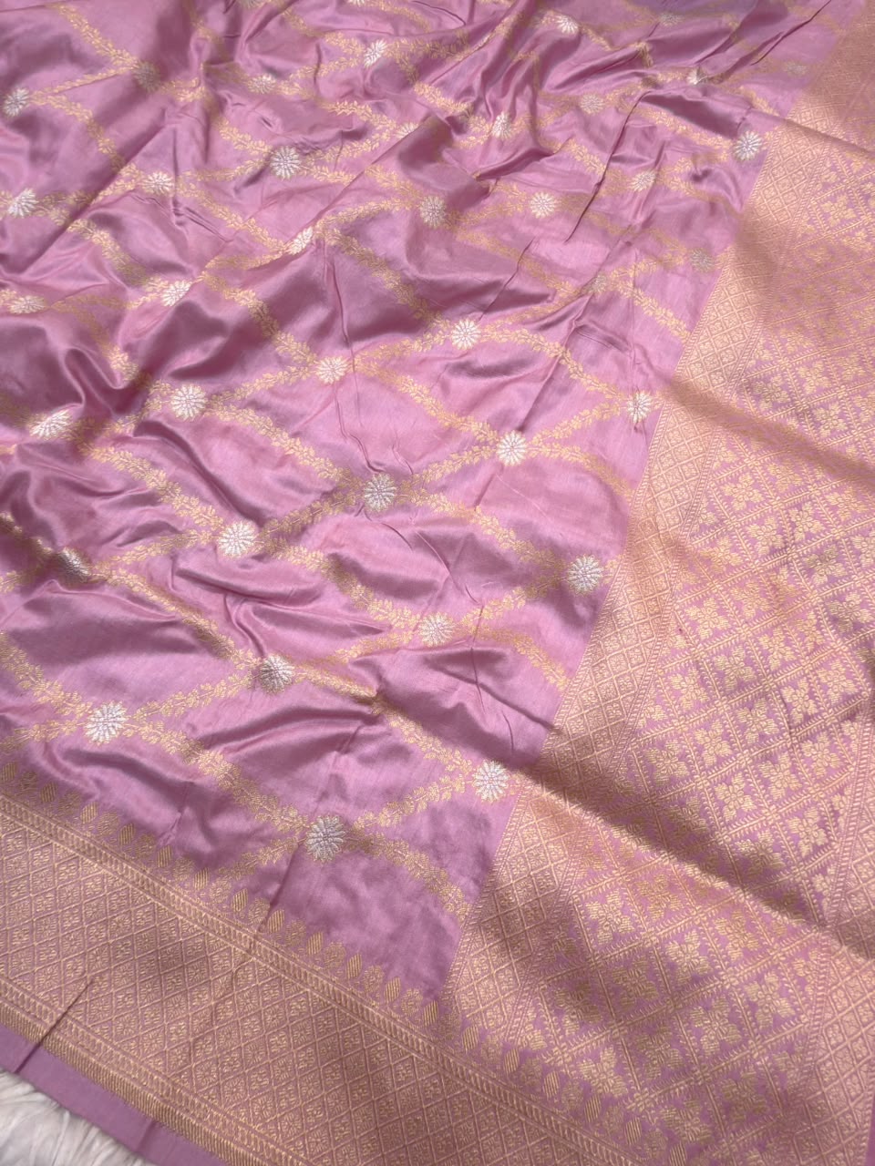 Pure Katan Silk Rose Pink Colour Suit Set