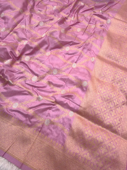 Pure Katan Silk Rose Pink Colour Suit Set
