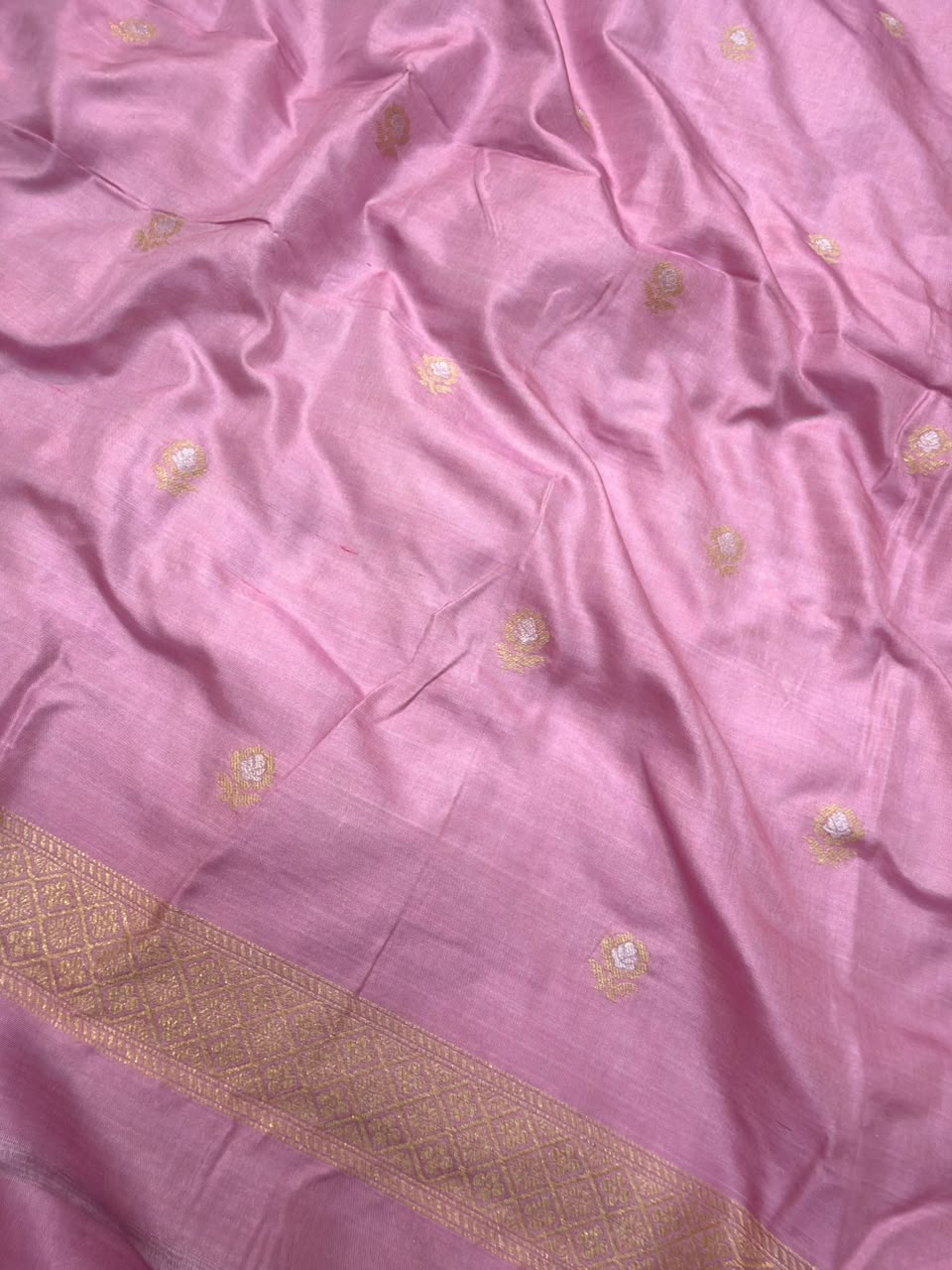 Pure Katan Silk Rose Pink Colour Suit Set
