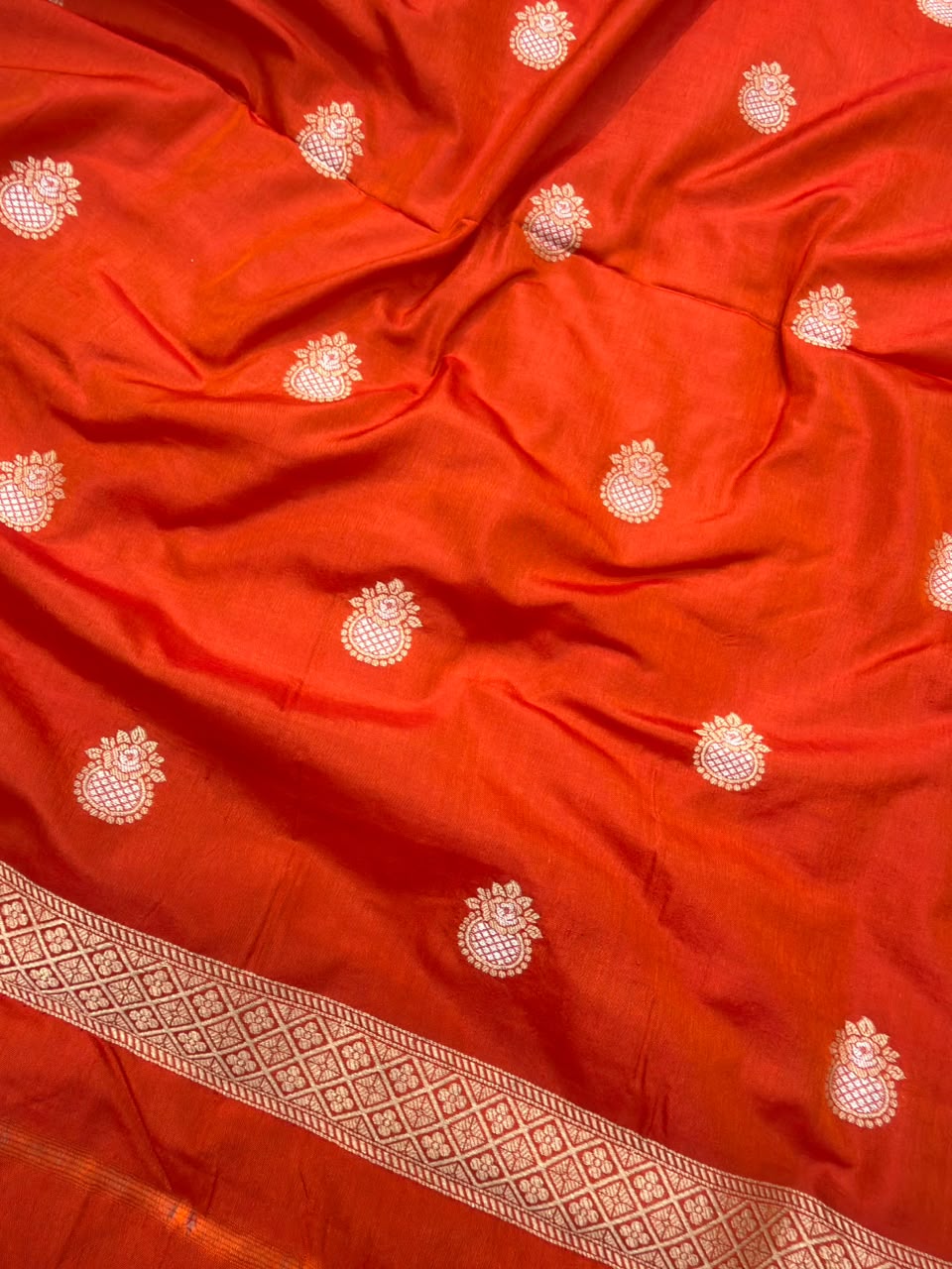 Pure Katan Silk Rust Orange Colour Suit Set