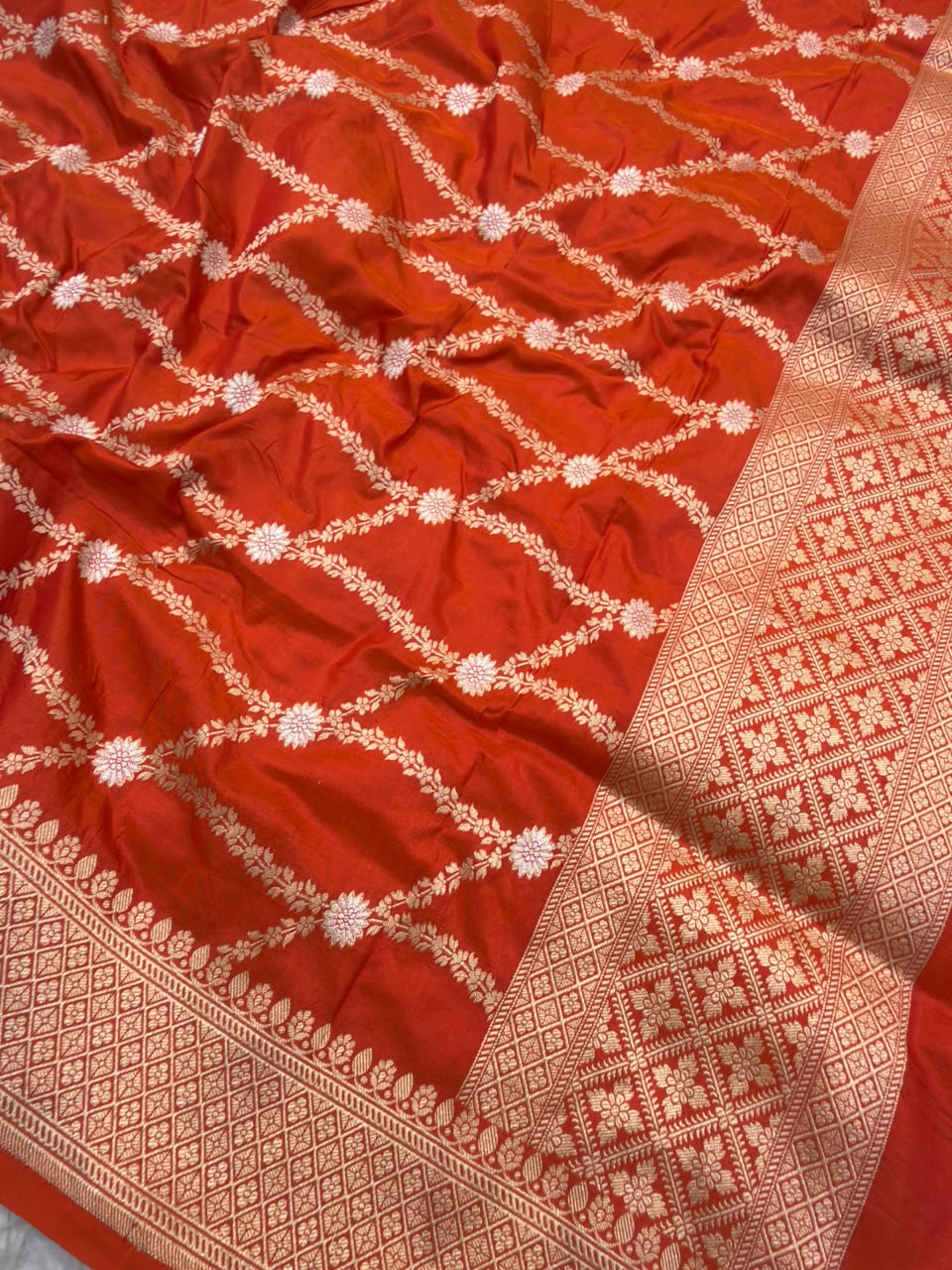 Pure Katan Silk Rust Orange Colour Suit Set