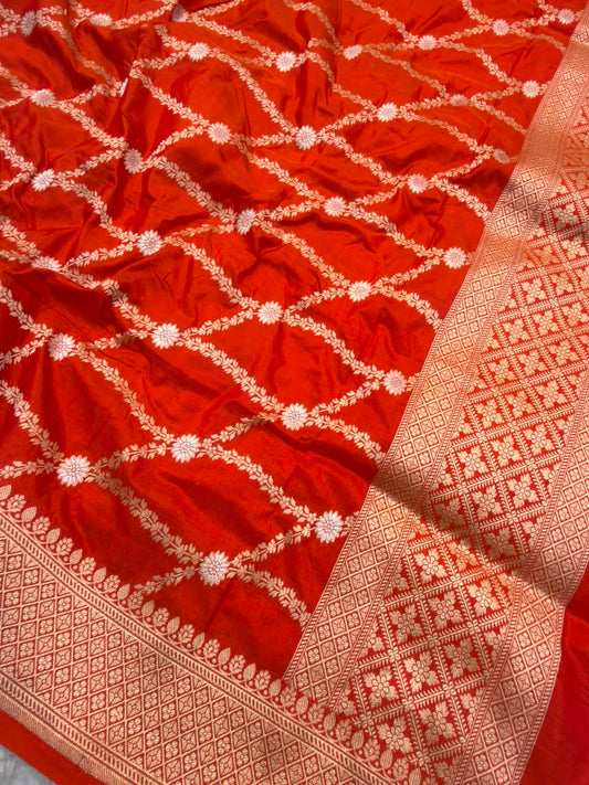 Pure Katan Silk Rust Orange Colour Suit Set