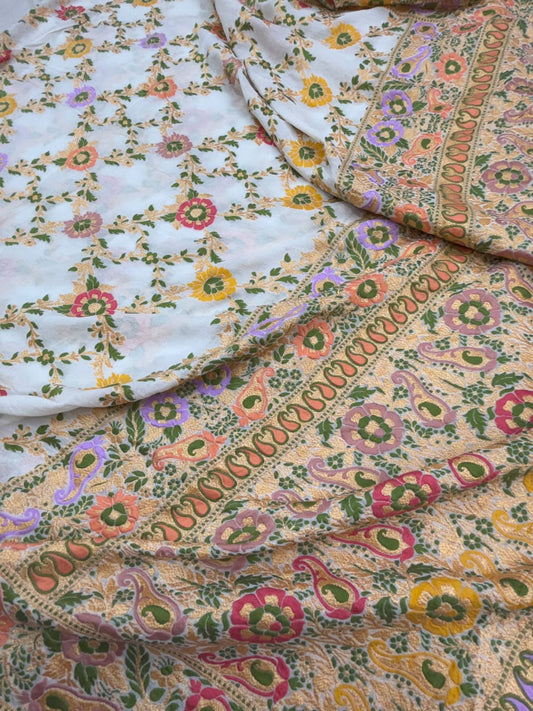 White Colour Pure Khaddi Georgette Silk Dupatta