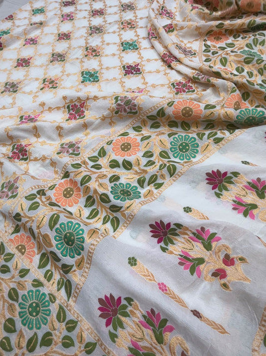 White Colour Pure Khaddi Georgette Silk Dupatta