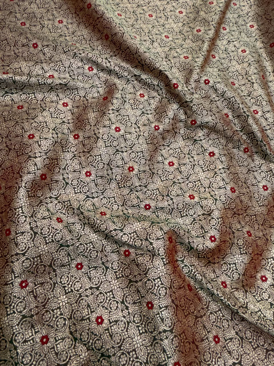 Chocolate Colour Pure Semi Banarasi Brocade Fabrics